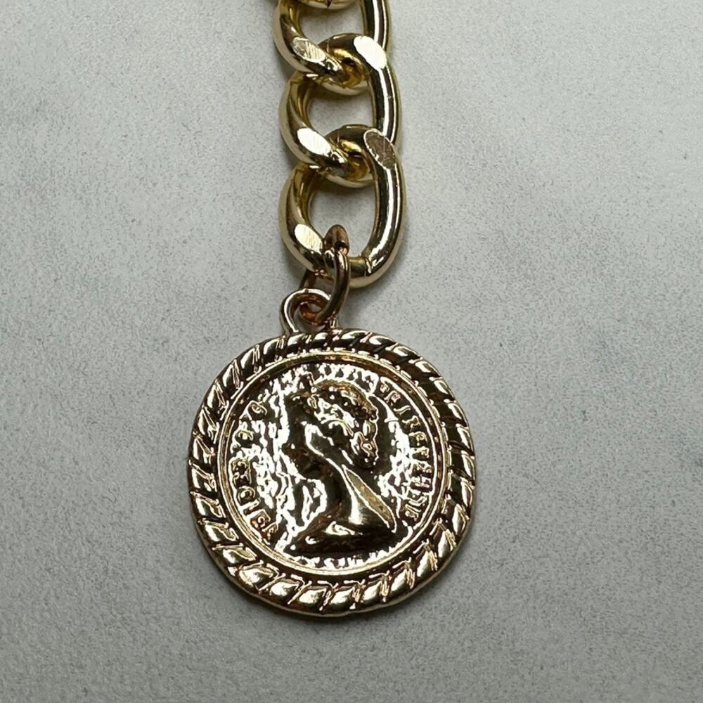 Womens Gold Tone Draped Multi Chain Belt Coin Charm One Size (OS) ✨ - Picture 2 of 16